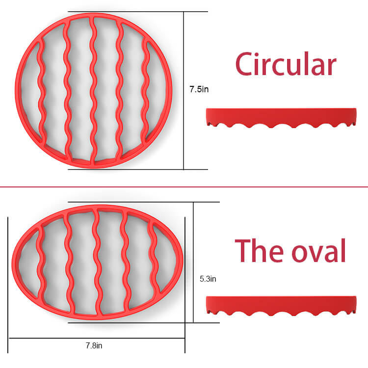 Round and oval set silicone steaming rack (3)