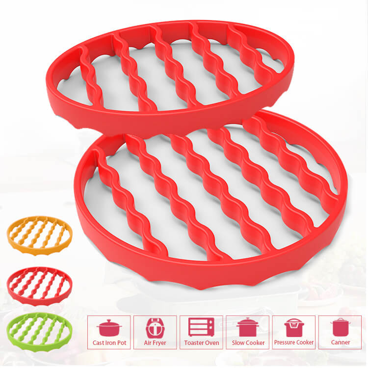 Round and oval set silicone steaming rack (5)