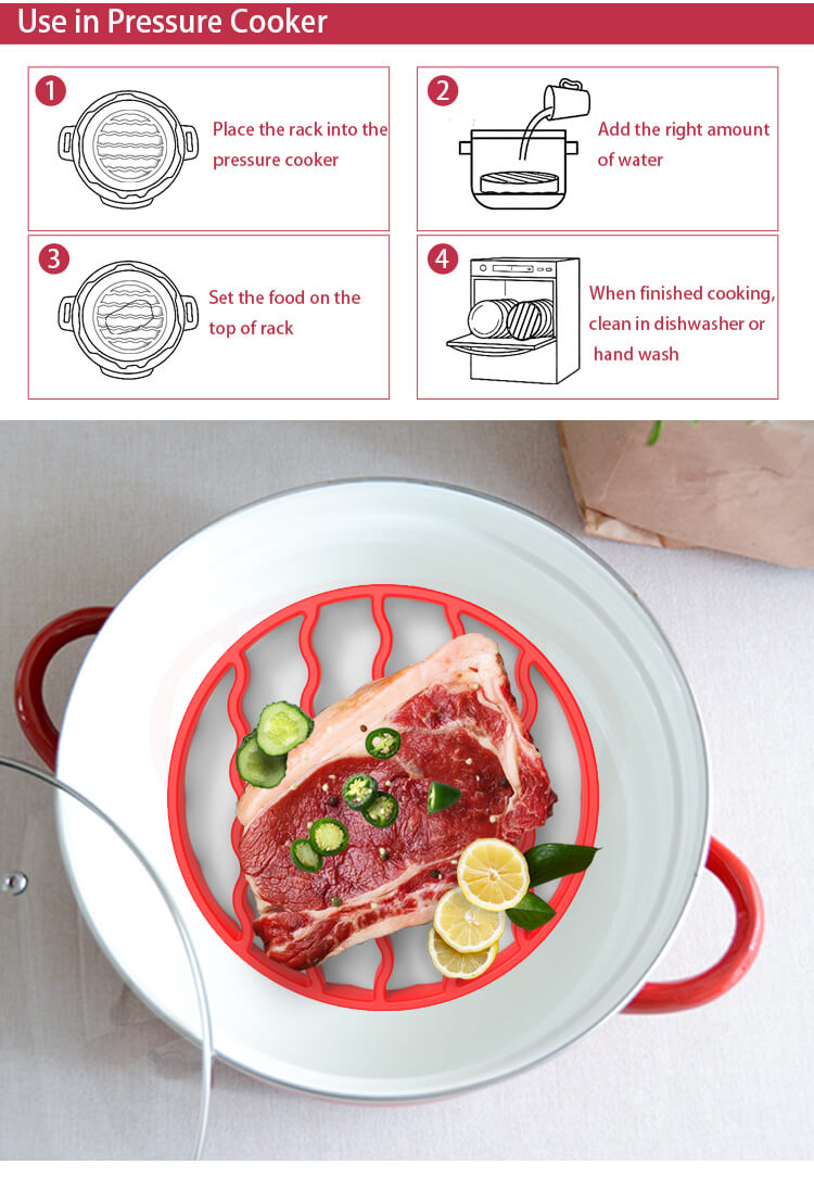 Single round silicone steaming rack details (9)